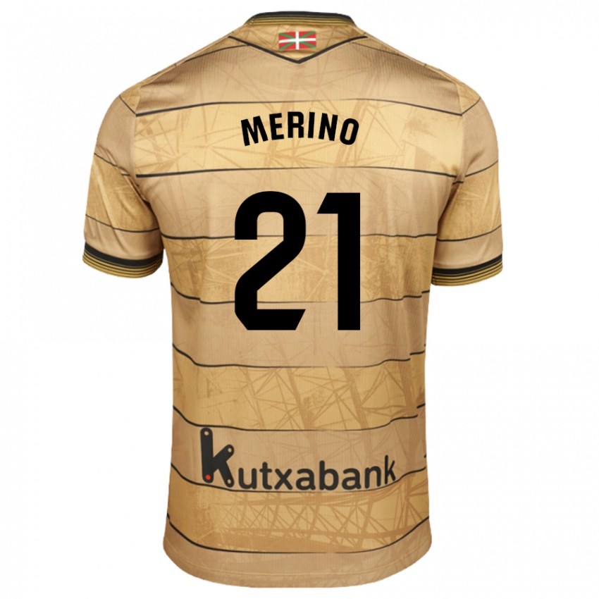 Niño Camiseta Jon Merino #21 Marrón 2ª Equipación 2024/25 La Camisa Chile