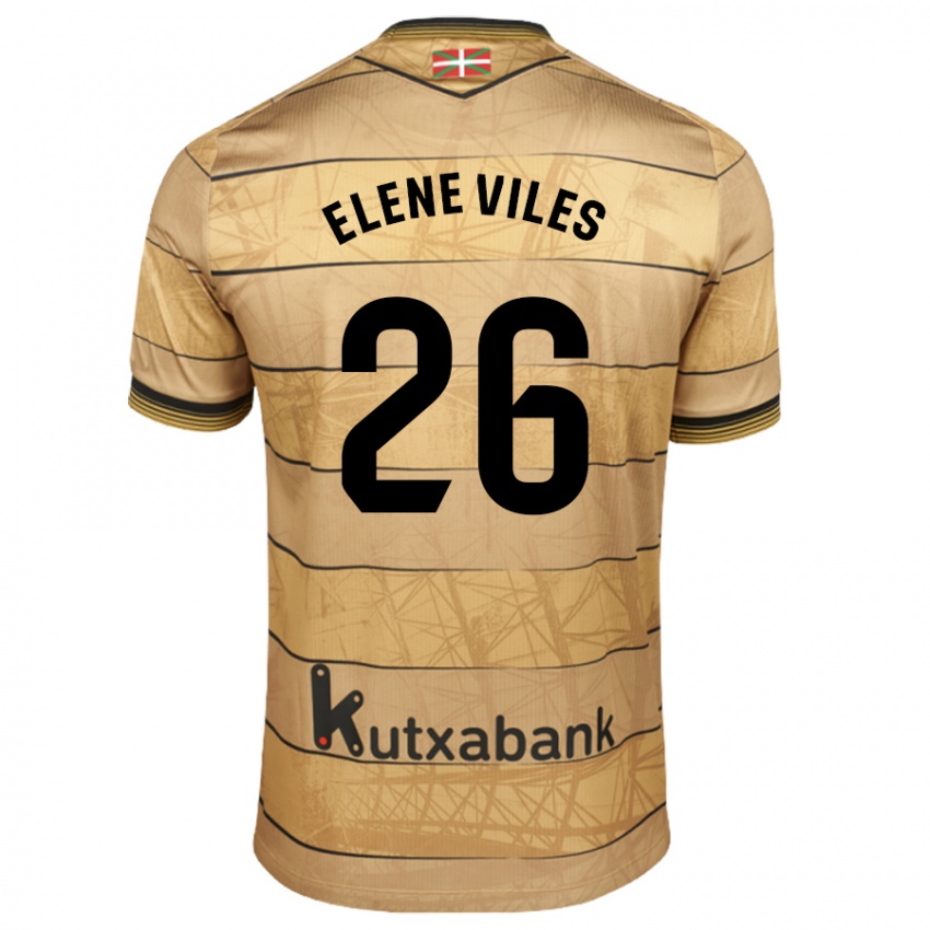 Niño Camiseta Elene Viles Odriozola #26 Marrón 2ª Equipación 2024/25 La Camisa Chile