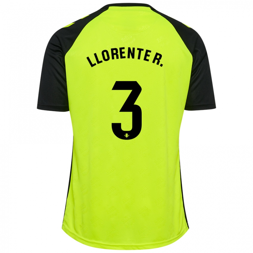 Niño Camiseta Diego Llorente #3 Amarillo Fluorescente Negro 2ª Equipación 2024/25 La Camisa Chile