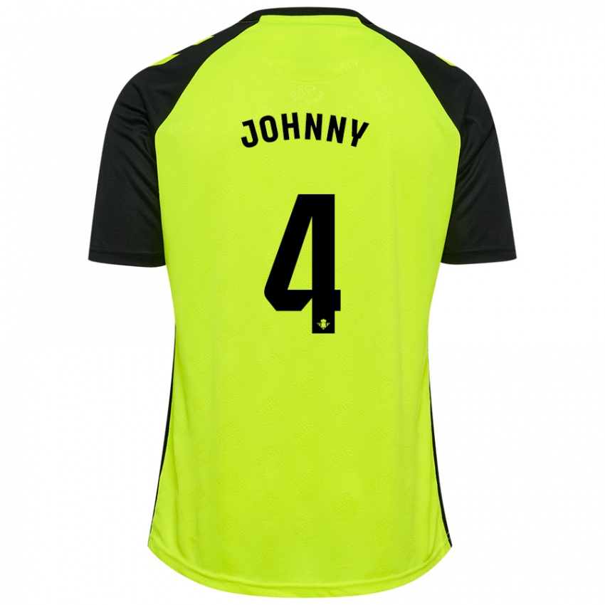 Niño Camiseta Johnny Cardoso #4 Amarillo Fluorescente Negro 2ª Equipación 2024/25 La Camisa Chile