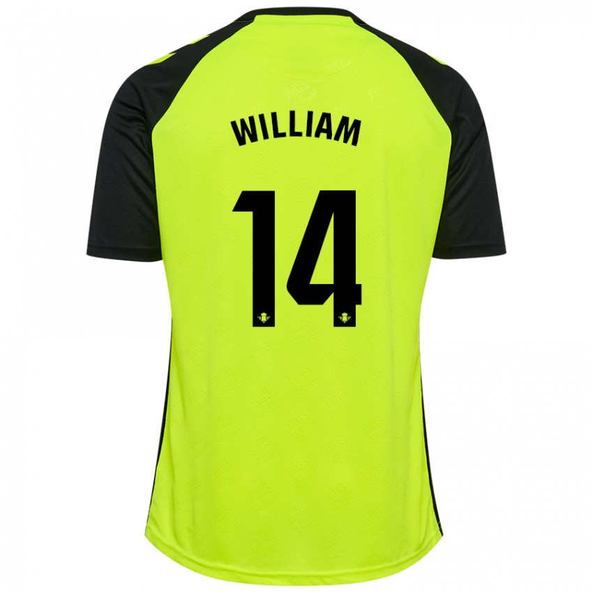 Niño Camiseta William Carvalho #14 Amarillo Fluorescente Negro 2ª Equipación 2024/25 La Camisa Chile