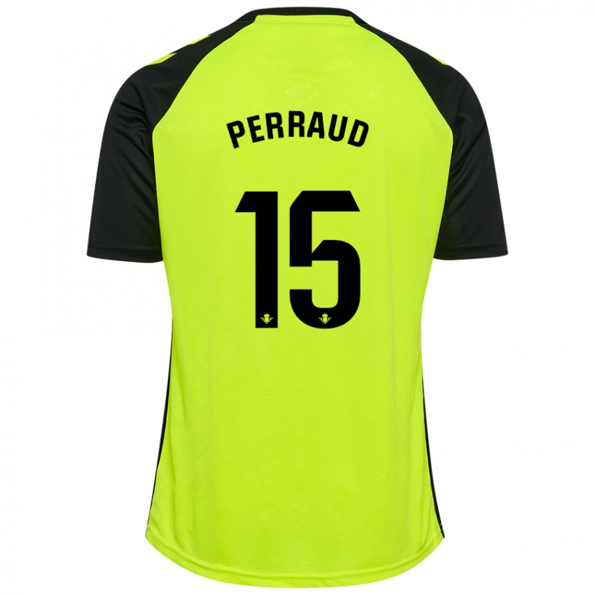 Niño Camiseta Romain Perraud #15 Amarillo Fluorescente Negro 2ª Equipación 2024/25 La Camisa Chile