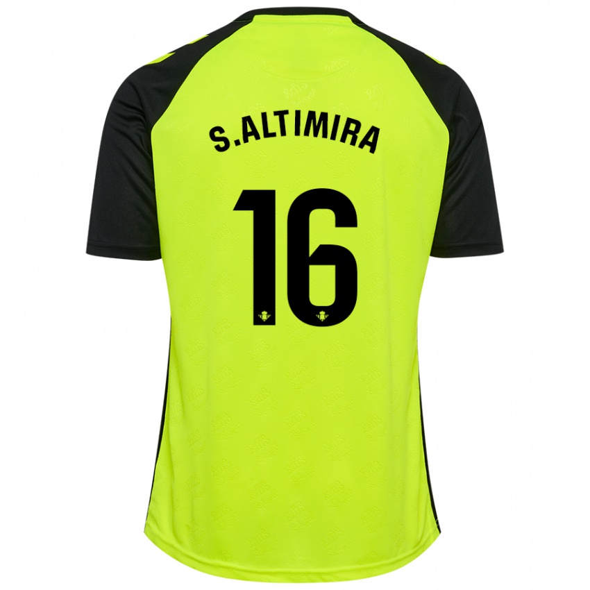 Niño Camiseta Sergi Altimira #16 Amarillo Fluorescente Negro 2ª Equipación 2024/25 La Camisa Chile