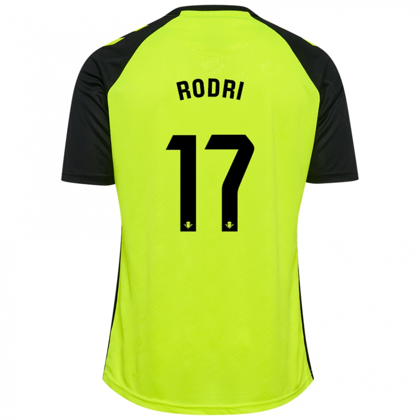 Niño Camiseta Rodri Sánchez #17 Amarillo Fluorescente Negro 2ª Equipación 2024/25 La Camisa Chile