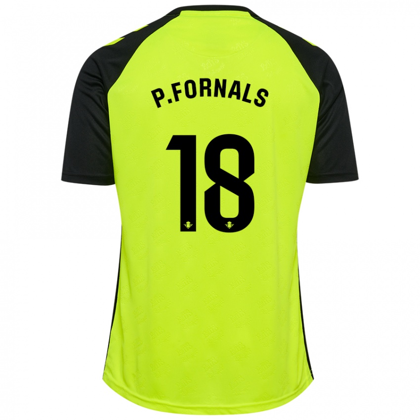 Niño Camiseta Pablo Fornals #18 Amarillo Fluorescente Negro 2ª Equipación 2024/25 La Camisa Chile