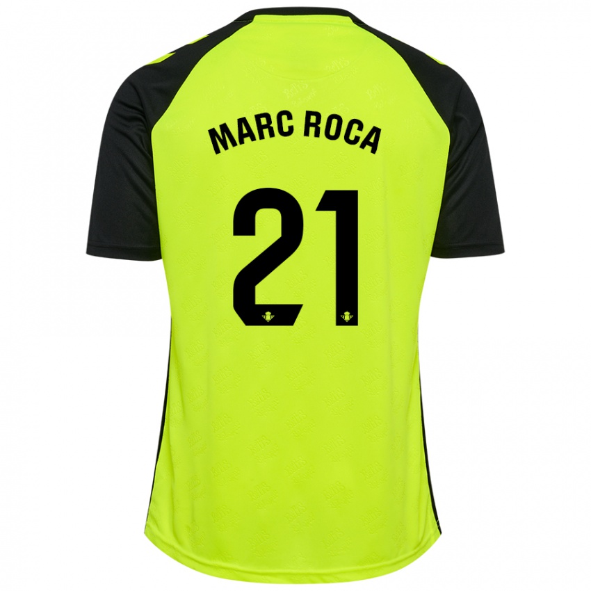 Niño Camiseta Marc Roca #21 Amarillo Fluorescente Negro 2ª Equipación 2024/25 La Camisa Chile