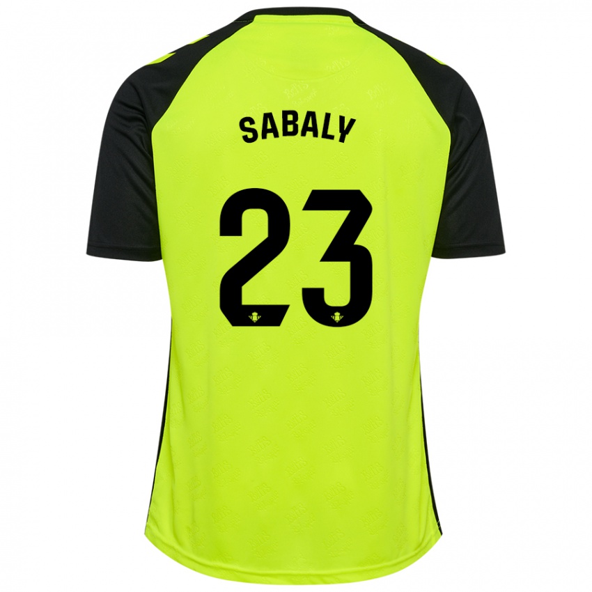 Niño Camiseta Youssouf Sabaly #23 Amarillo Fluorescente Negro 2ª Equipación 2024/25 La Camisa Chile