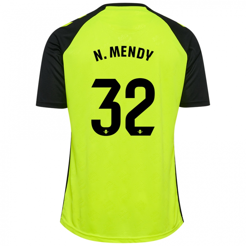 Niño Camiseta Nobel Mendy #32 Amarillo Fluorescente Negro 2ª Equipación 2024/25 La Camisa Chile