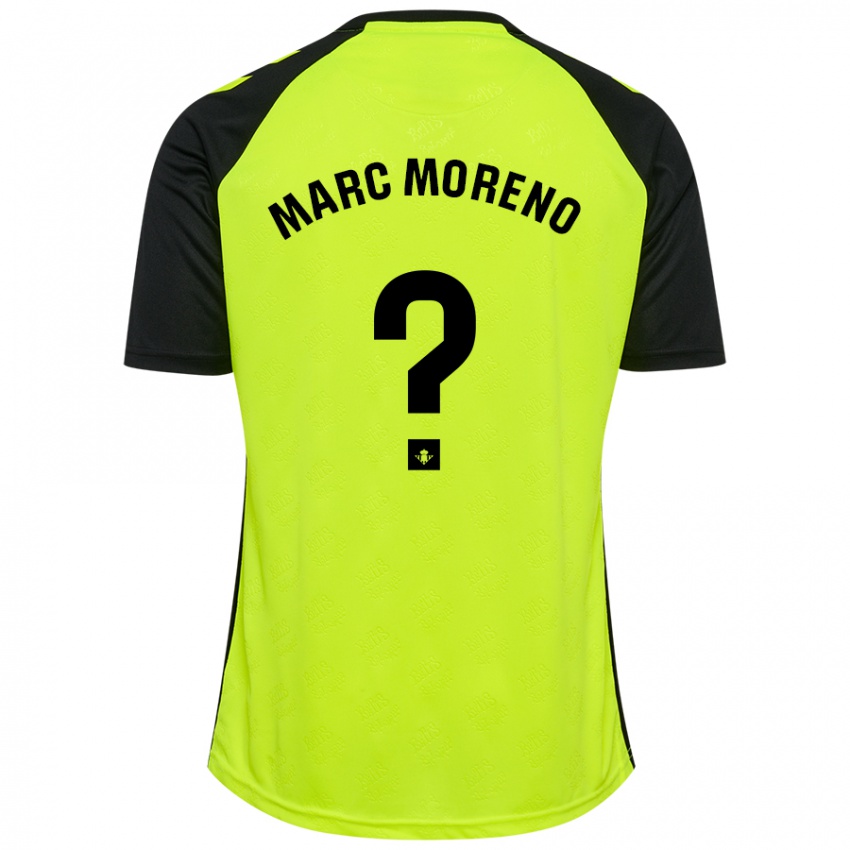 Niño Camiseta Marc Moreno #0 Amarillo Fluorescente Negro 2ª Equipación 2024/25 La Camisa Chile