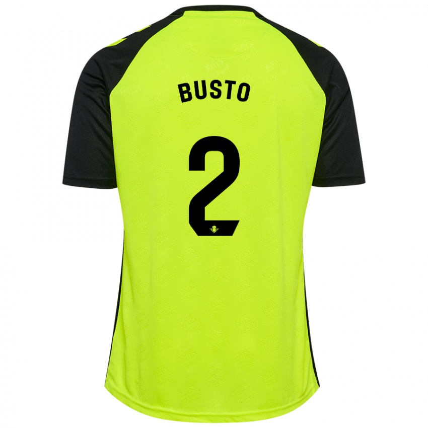 Niño Camiseta Pablo Busto #2 Amarillo Fluorescente Negro 2ª Equipación 2024/25 La Camisa Chile