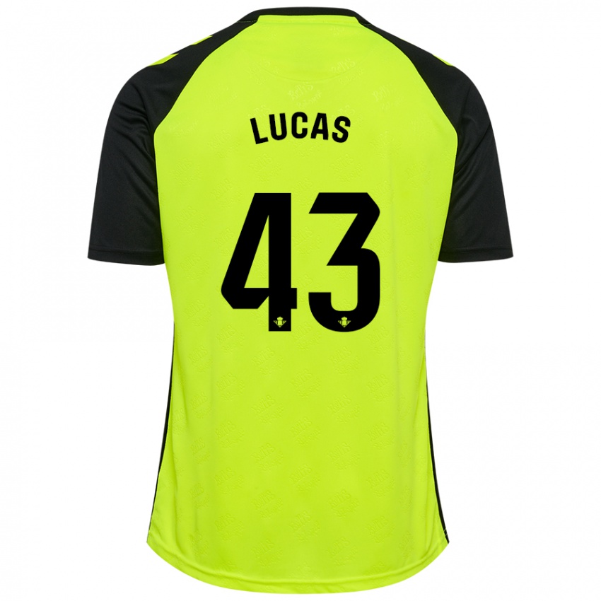 Niño Camiseta Lucas Alcázar #43 Amarillo Fluorescente Negro 2ª Equipación 2024/25 La Camisa Chile