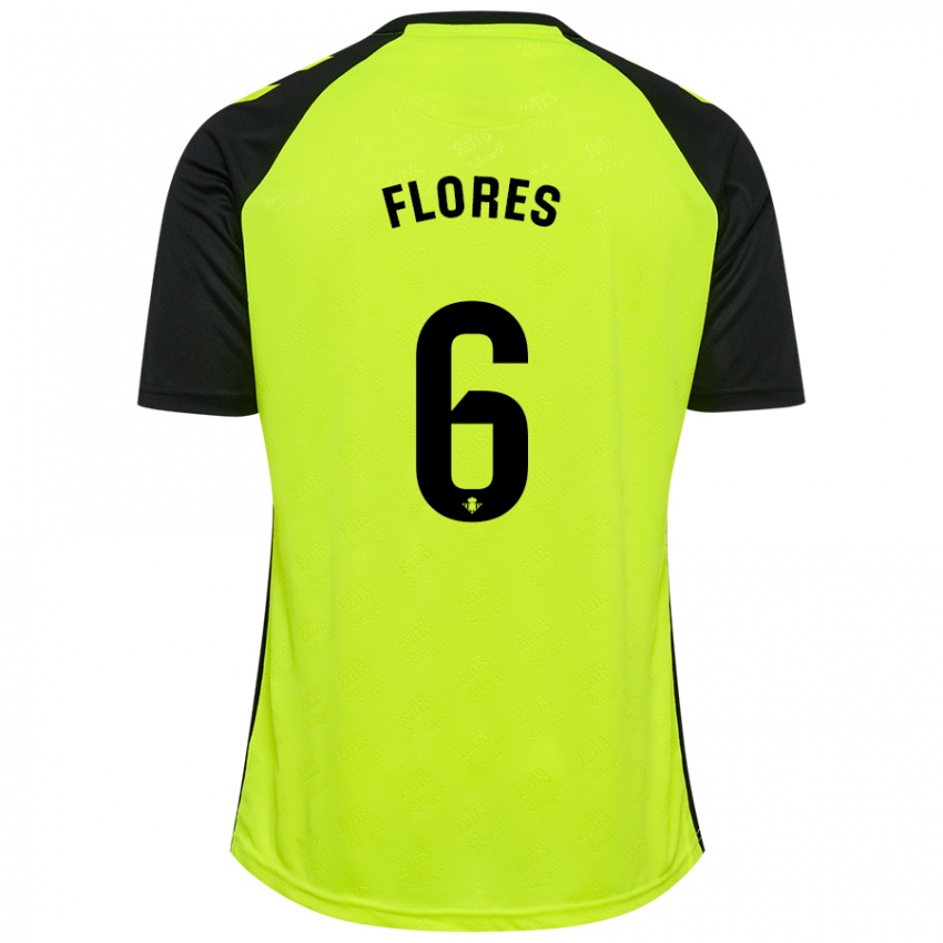 Niño Camiseta Mateo Flores #6 Amarillo Fluorescente Negro 2ª Equipación 2024/25 La Camisa Chile