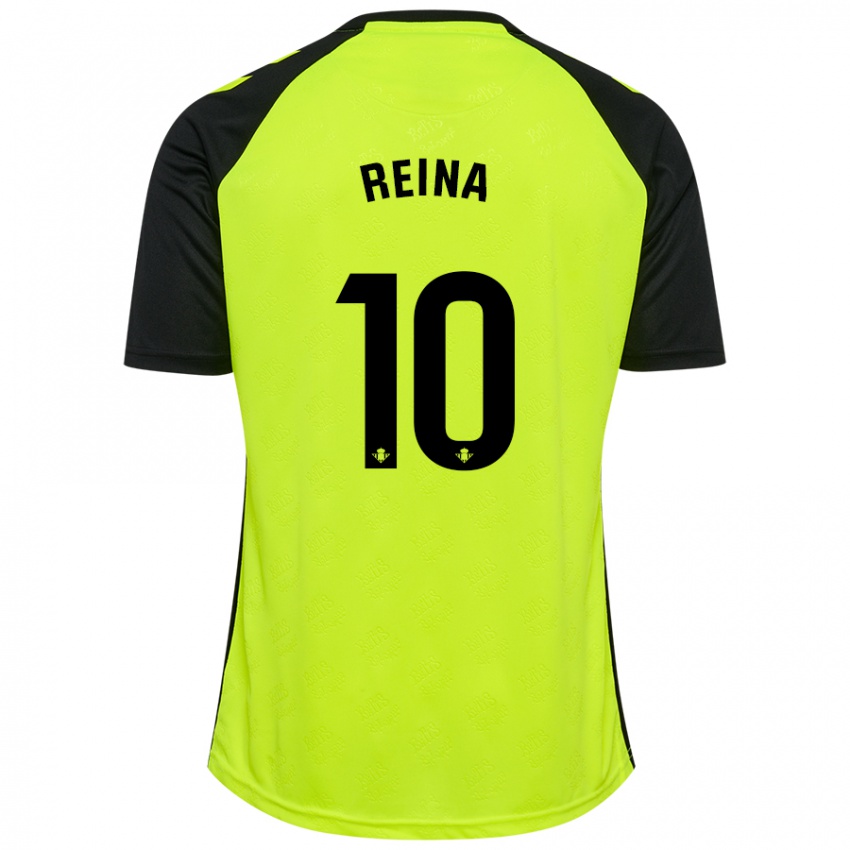 Niño Camiseta Carlos Reina #10 Amarillo Fluorescente Negro 2ª Equipación 2024/25 La Camisa Chile