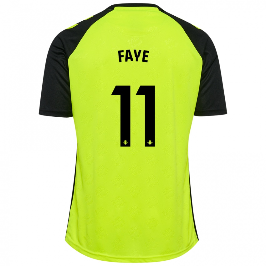 Niño Camiseta Souleymane Faye #11 Amarillo Fluorescente Negro 2ª Equipación 2024/25 La Camisa Chile