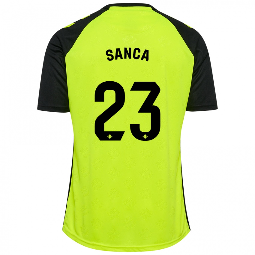 Niño Camiseta Marciano Sanca #23 Amarillo Fluorescente Negro 2ª Equipación 2024/25 La Camisa Chile