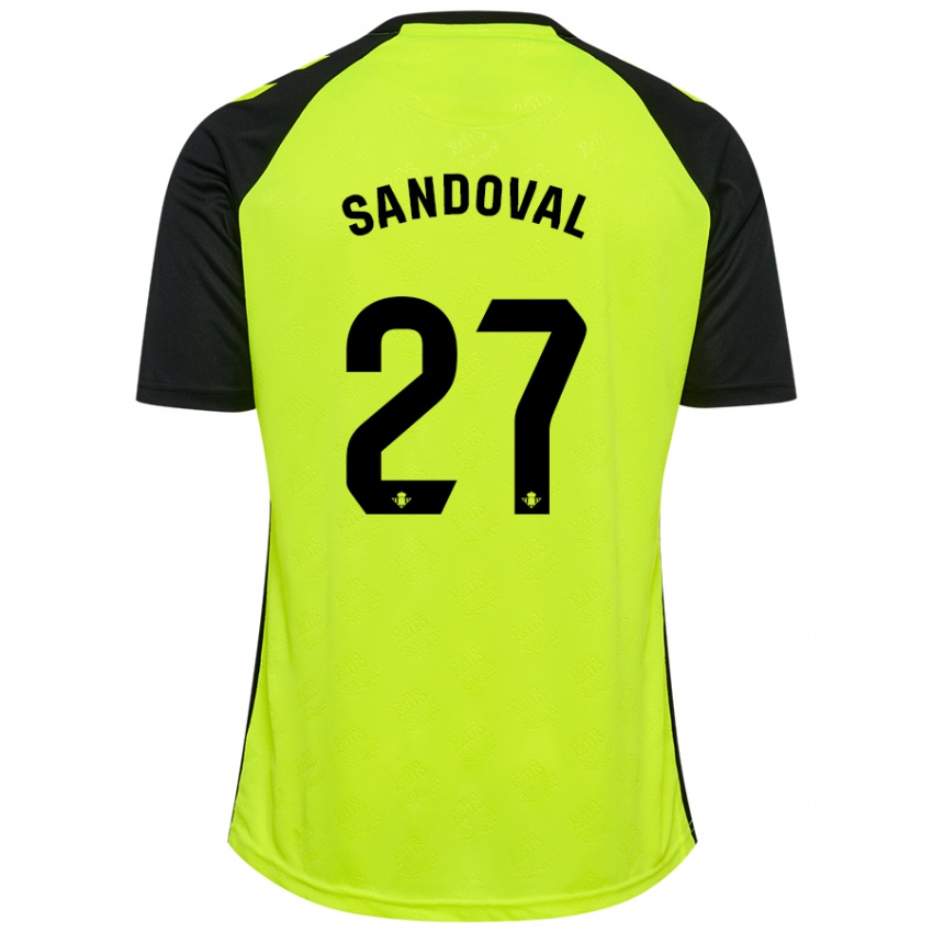 Niño Camiseta Keimer Sandoval #27 Amarillo Fluorescente Negro 2ª Equipación 2024/25 La Camisa Chile