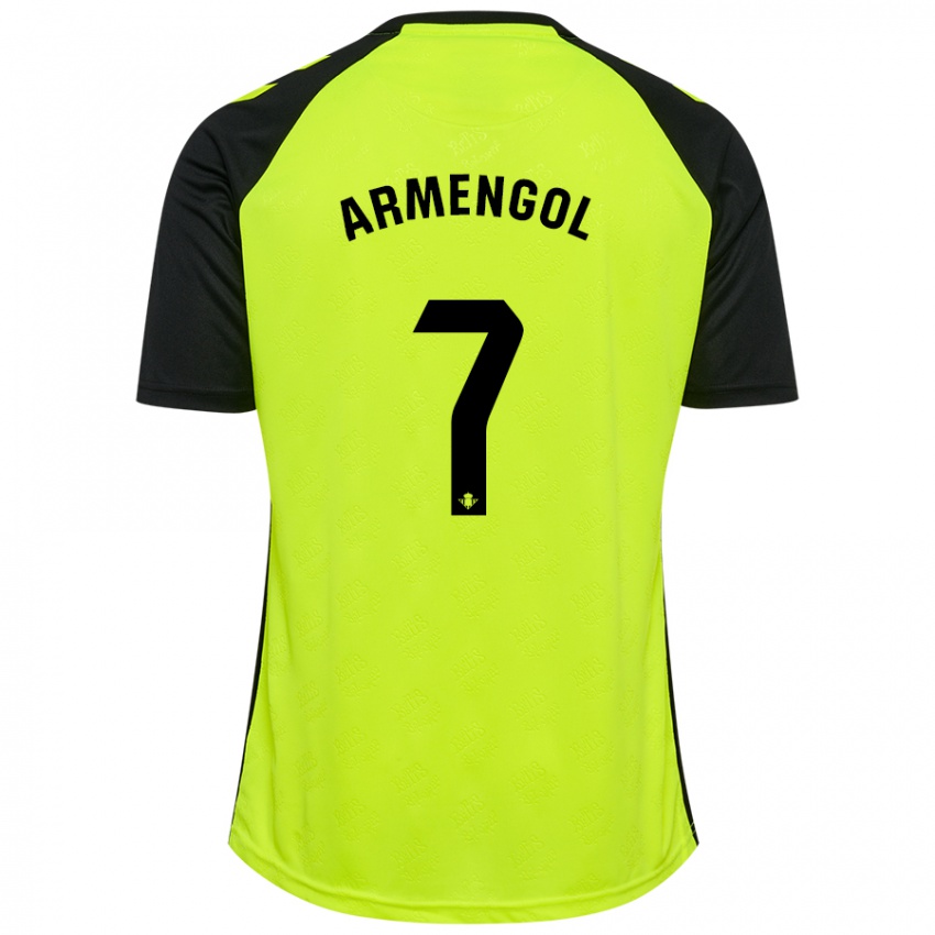 Niño Camiseta Carla Armengol Joaniquet #7 Amarillo Fluorescente Negro 2ª Equipación 2024/25 La Camisa Chile