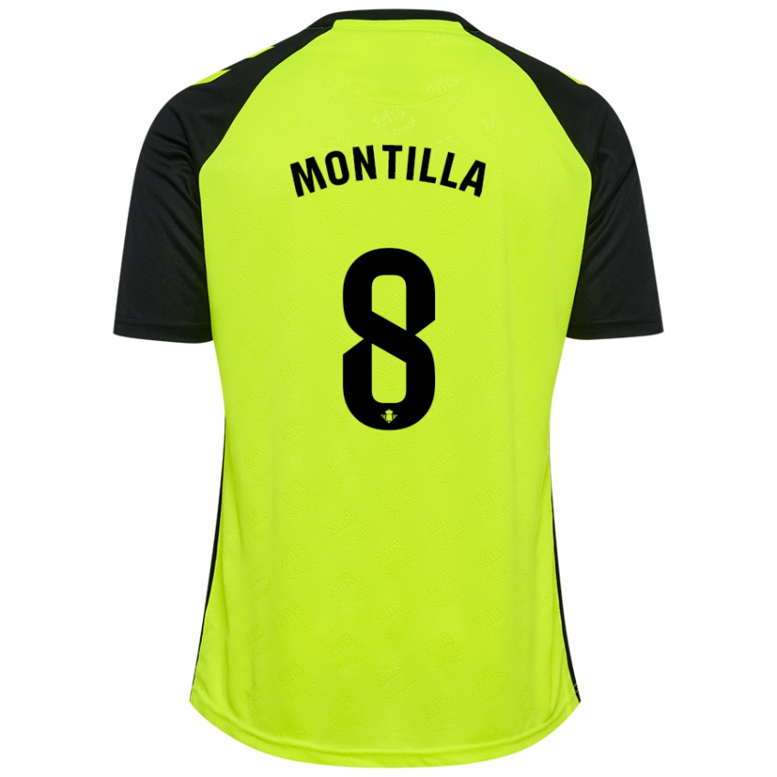 Niño Camiseta Natalia Montilla #8 Amarillo Fluorescente Negro 2ª Equipación 2024/25 La Camisa Chile