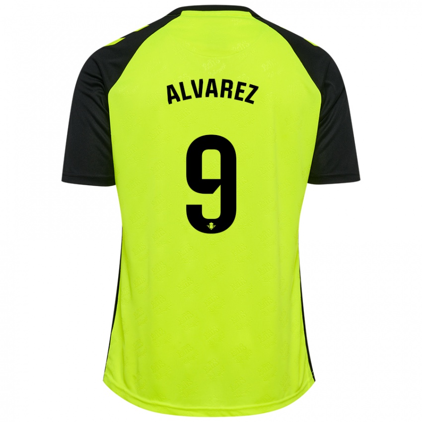 Niño Camiseta Carmen Álvarez Sánchez #9 Amarillo Fluorescente Negro 2ª Equipación 2024/25 La Camisa Chile