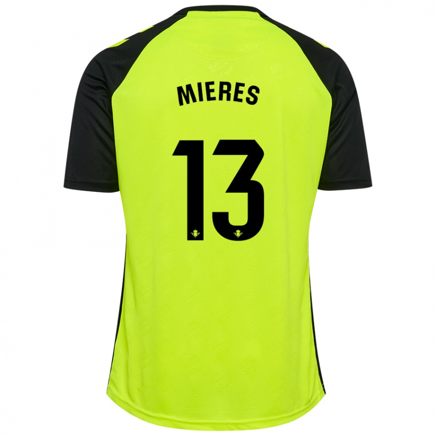 Niño Camiseta Malena Mieres García #13 Amarillo Fluorescente Negro 2ª Equipación 2024/25 La Camisa Chile