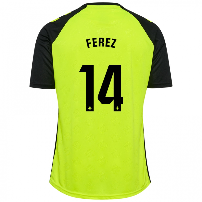 Niño Camiseta Carolina Férez #14 Amarillo Fluorescente Negro 2ª Equipación 2024/25 La Camisa Chile