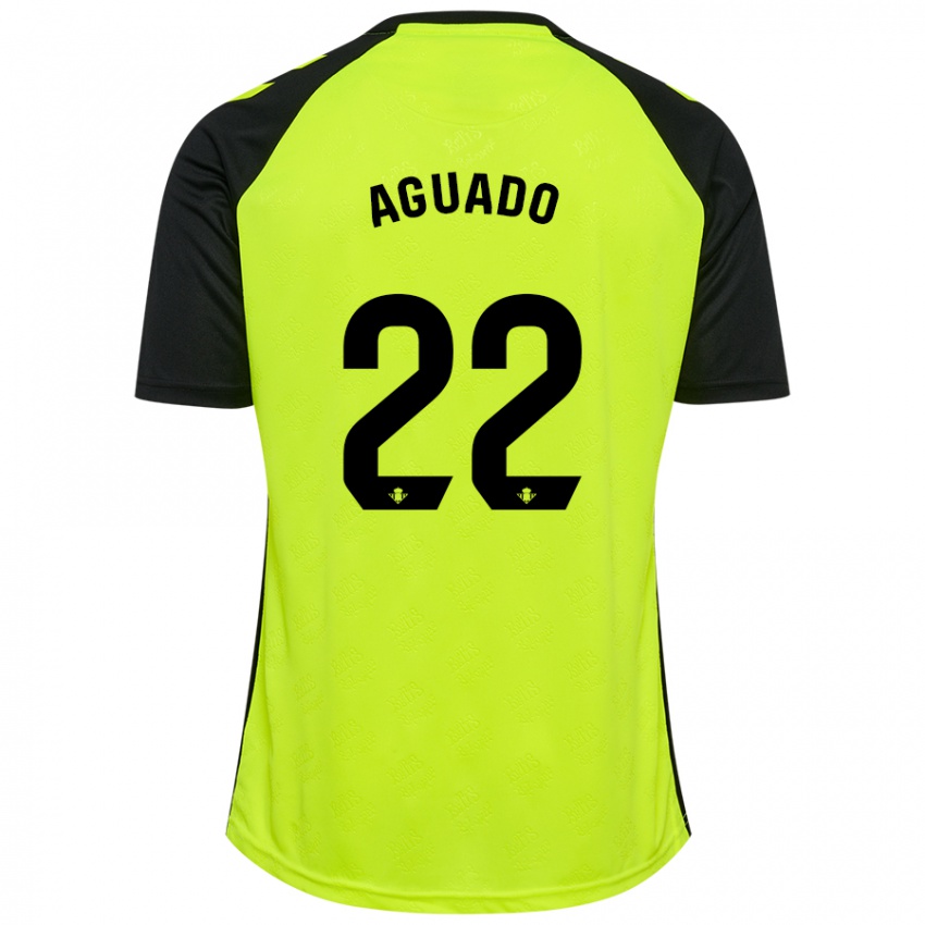 Niño Camiseta Julia Aguado Fernández #22 Amarillo Fluorescente Negro 2ª Equipación 2024/25 La Camisa Chile