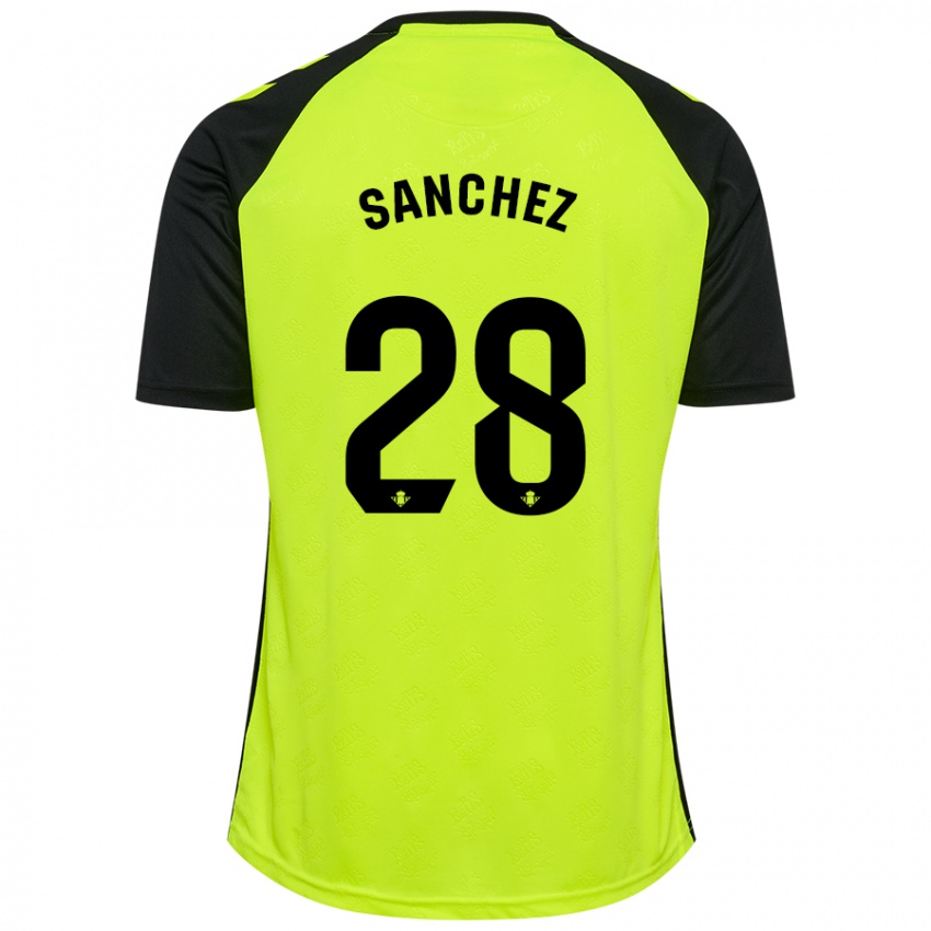 Niño Camiseta Marina Sánchez #28 Amarillo Fluorescente Negro 2ª Equipación 2024/25 La Camisa Chile