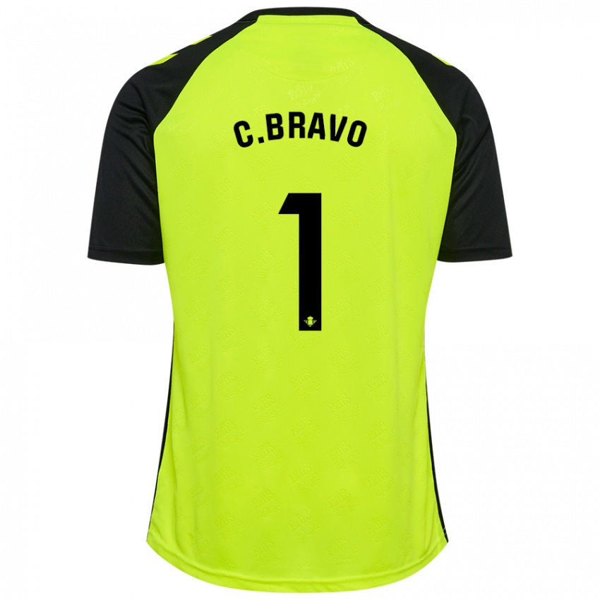 Niño Camiseta Claudio Bravo #1 Amarillo Fluorescente Negro 2ª Equipación 2024/25 La Camisa Chile