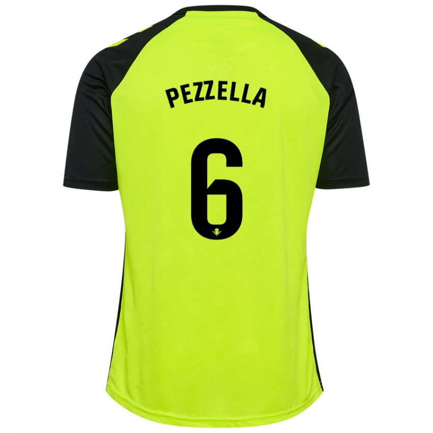 Niño Camiseta Germán Pezzella #6 Amarillo Fluorescente Negro 2ª Equipación 2024/25 La Camisa Chile