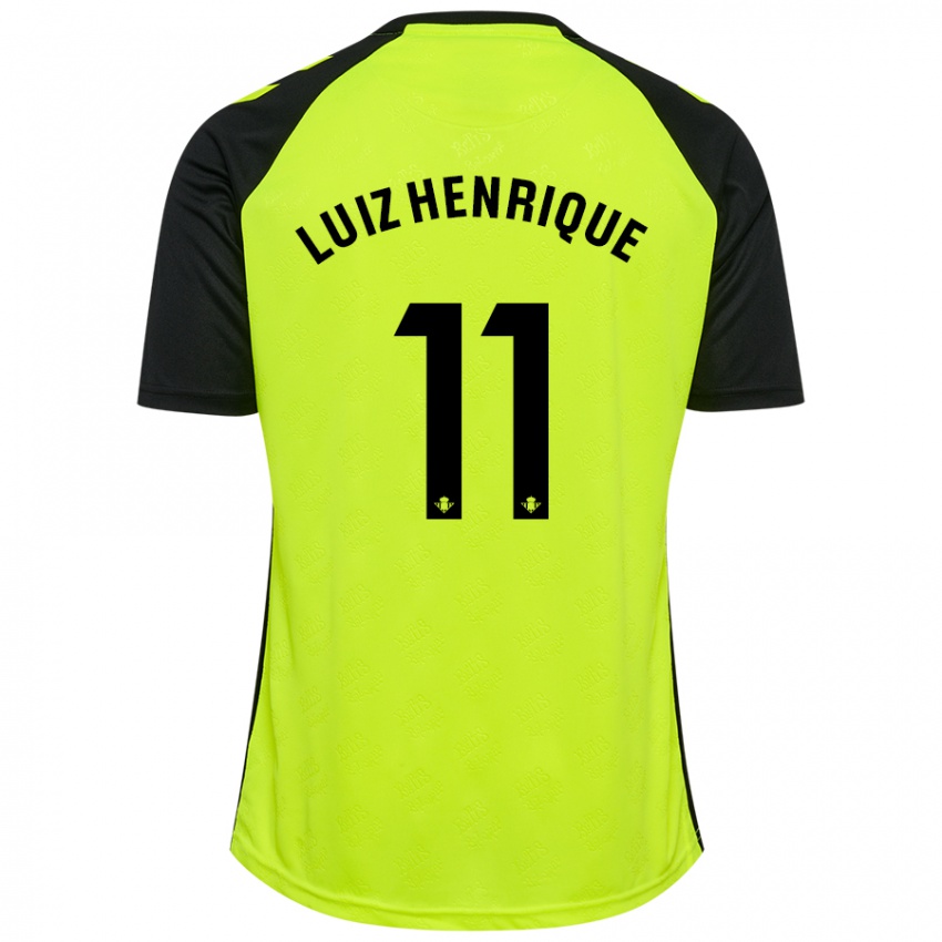 Niño Camiseta Luiz Henrique #11 Amarillo Fluorescente Negro 2ª Equipación 2024/25 La Camisa Chile