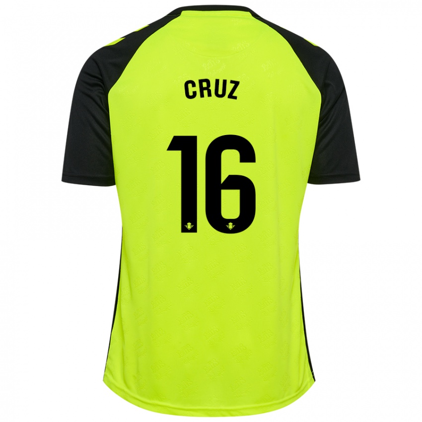 Niño Camiseta Juan Cruz #16 Amarillo Fluorescente Negro 2ª Equipación 2024/25 La Camisa Chile