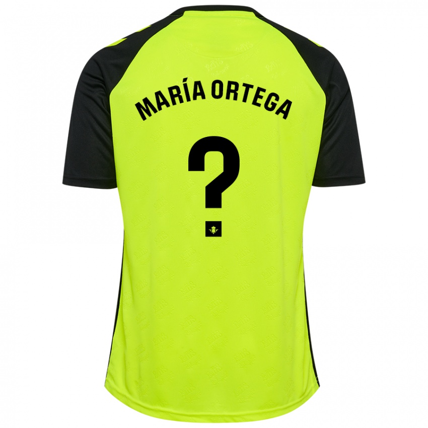 Niño Camiseta José María Ortega #0 Amarillo Fluorescente Negro 2ª Equipación 2024/25 La Camisa Chile