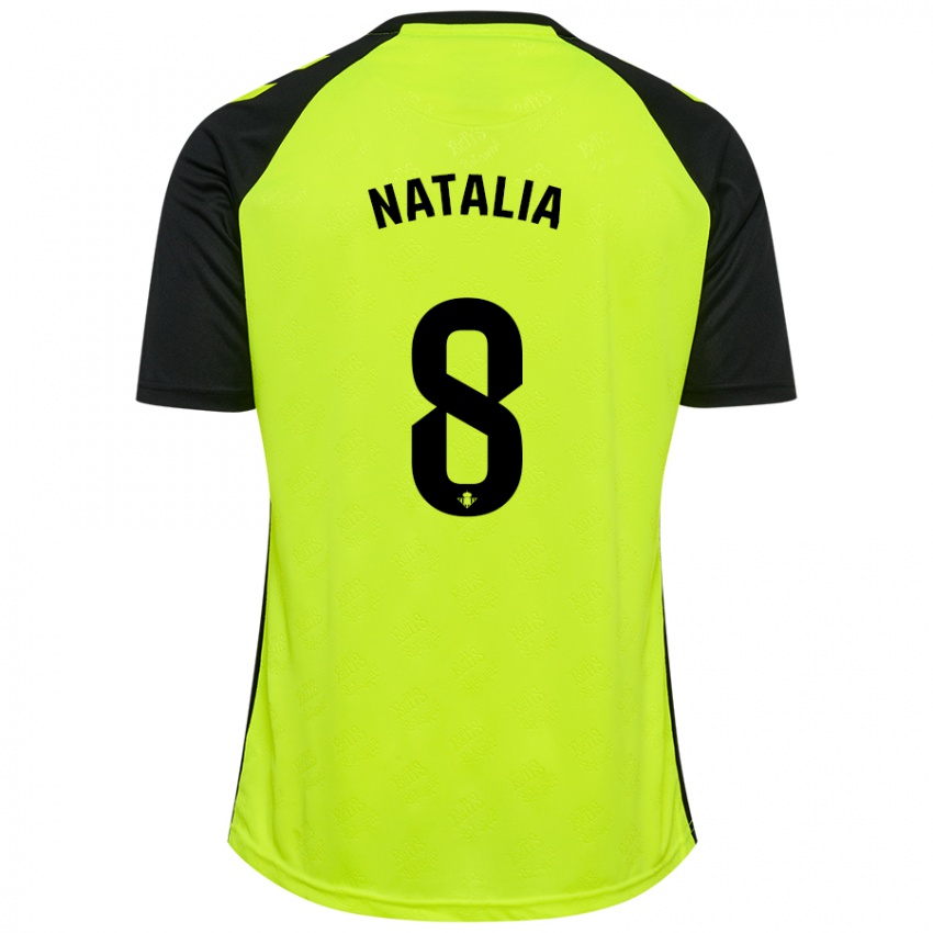 Niño Camiseta Natalia Montilla Martinez #8 Amarillo Fluorescente Negro 2ª Equipación 2024/25 La Camisa Chile