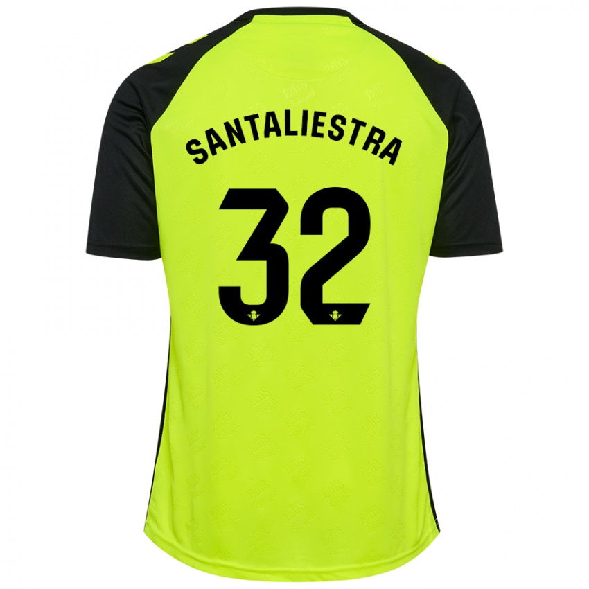 Niño Camiseta Carla Santaliestra #32 Amarillo Fluorescente Negro 2ª Equipación 2024/25 La Camisa Chile