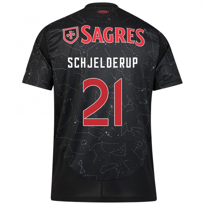 Niño Camiseta Andreas Schjelderup #21 Negro Rojo 2ª Equipación 2024/25 La Camisa Chile