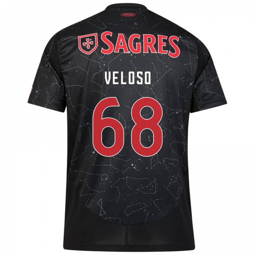 Niño Camiseta João Veloso #68 Negro Rojo 2ª Equipación 2024/25 La Camisa Chile