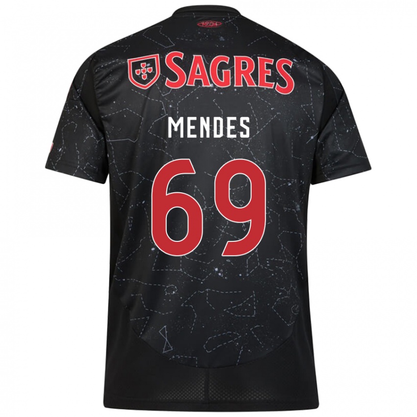 Niño Camiseta Vladimir Mendes #69 Negro Rojo 2ª Equipación 2024/25 La Camisa Chile