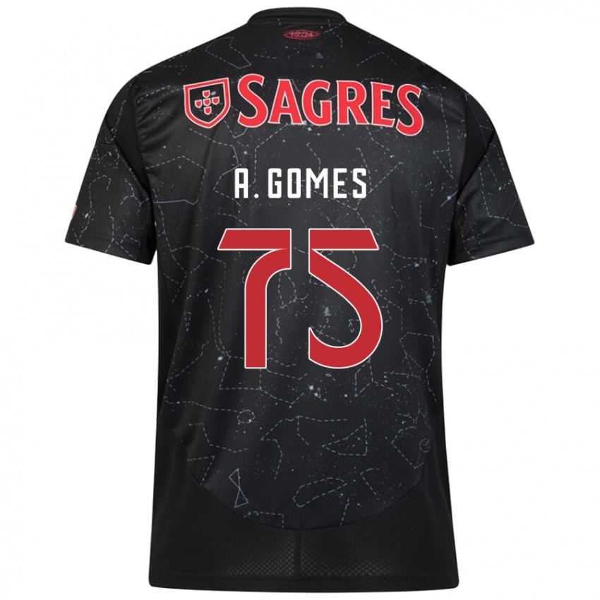 Niño Camiseta André Gomes #75 Negro Rojo 2ª Equipación 2024/25 La Camisa Chile