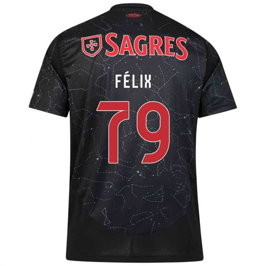 Niño Camiseta Hugo Félix #79 Negro Rojo 2ª Equipación 2024/25 La Camisa Chile