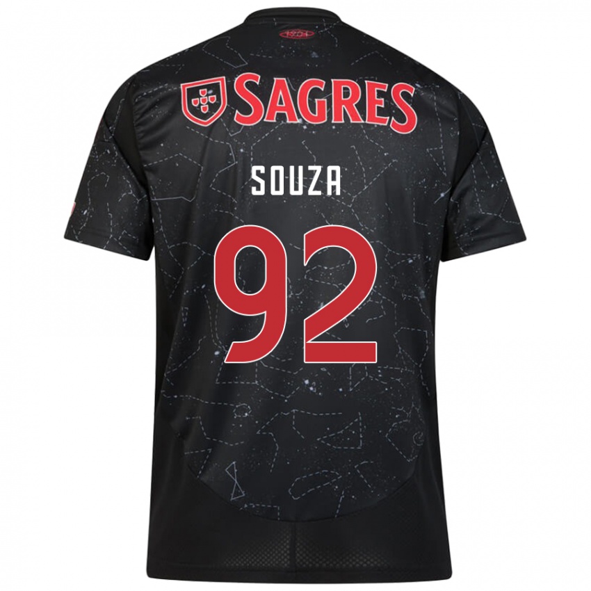 Niño Camiseta Pedro Souza #92 Negro Rojo 2ª Equipación 2024/25 La Camisa Chile