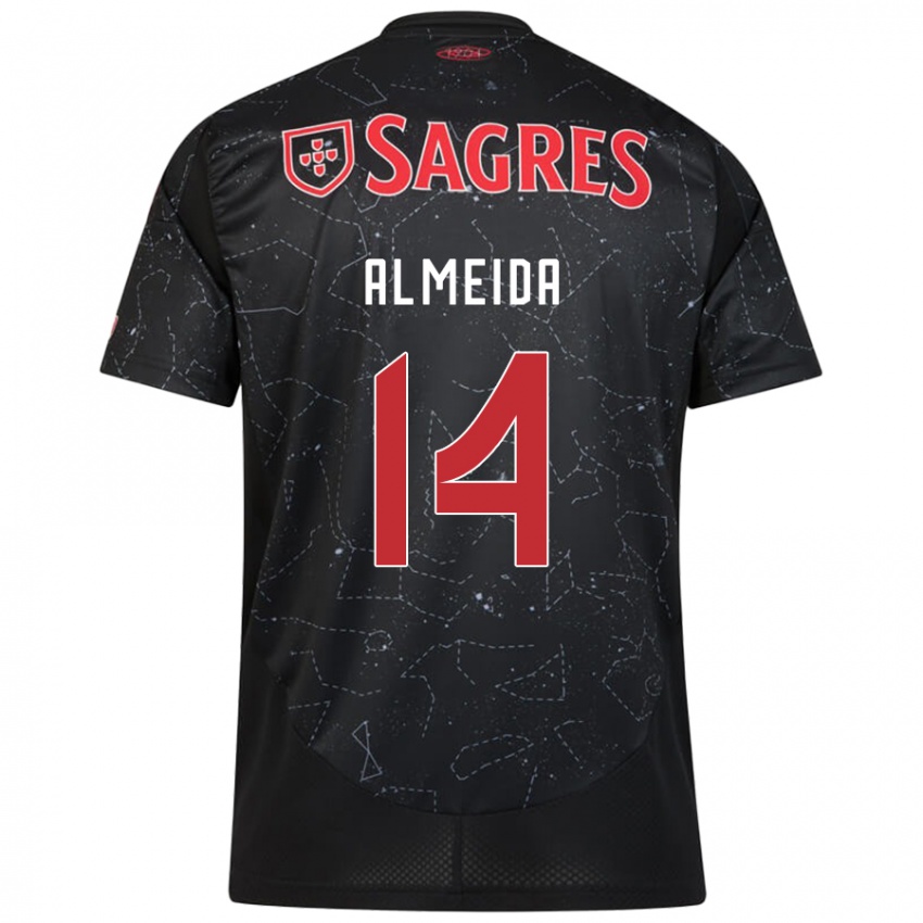 Niño Camiseta Letícia Almeida #14 Negro Rojo 2ª Equipación 2024/25 La Camisa Chile