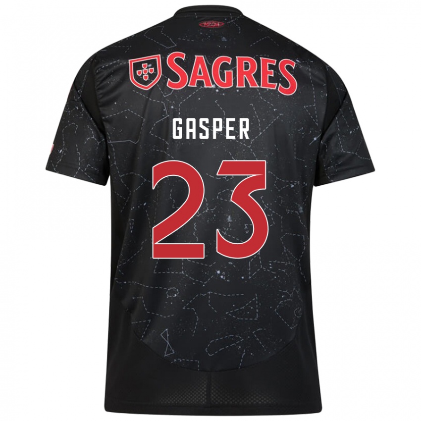 Niño Camiseta Anna Gasper #23 Negro Rojo 2ª Equipación 2024/25 La Camisa Chile