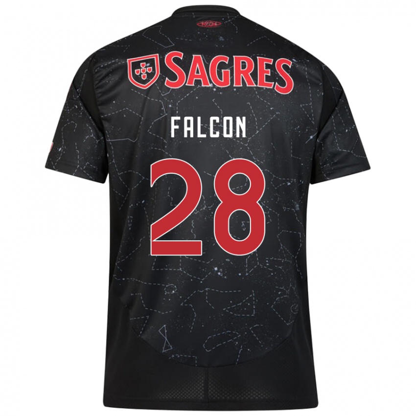 Niño Camiseta Andrea Falcón #28 Negro Rojo 2ª Equipación 2024/25 La Camisa Chile