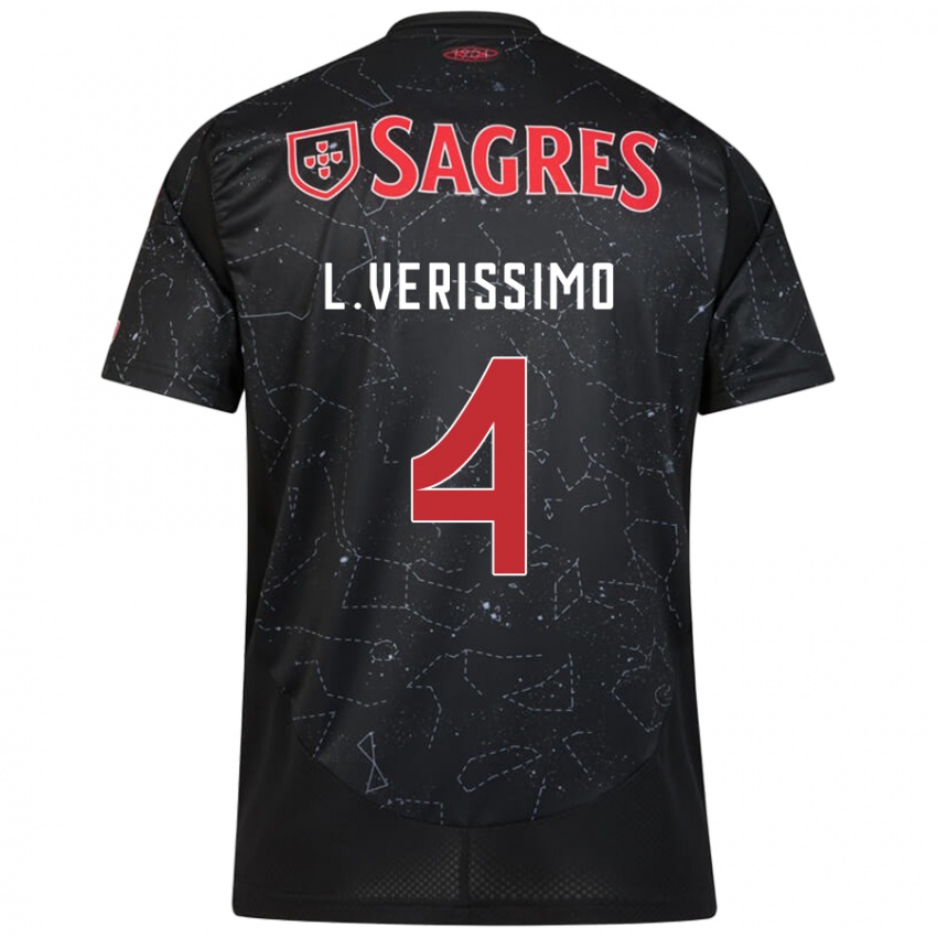 Niño Camiseta Lucas Verissimo #4 Negro Rojo 2ª Equipación 2024/25 La Camisa Chile