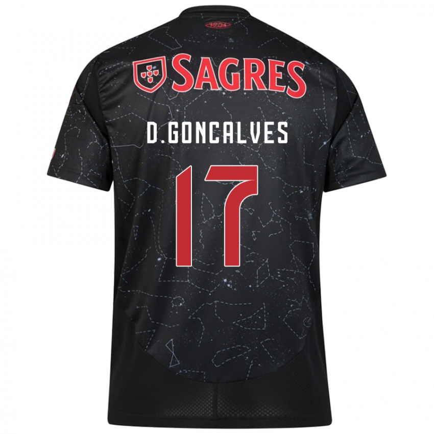 Niño Camiseta Diogo Goncalves #17 Negro Rojo 2ª Equipación 2024/25 La Camisa Chile