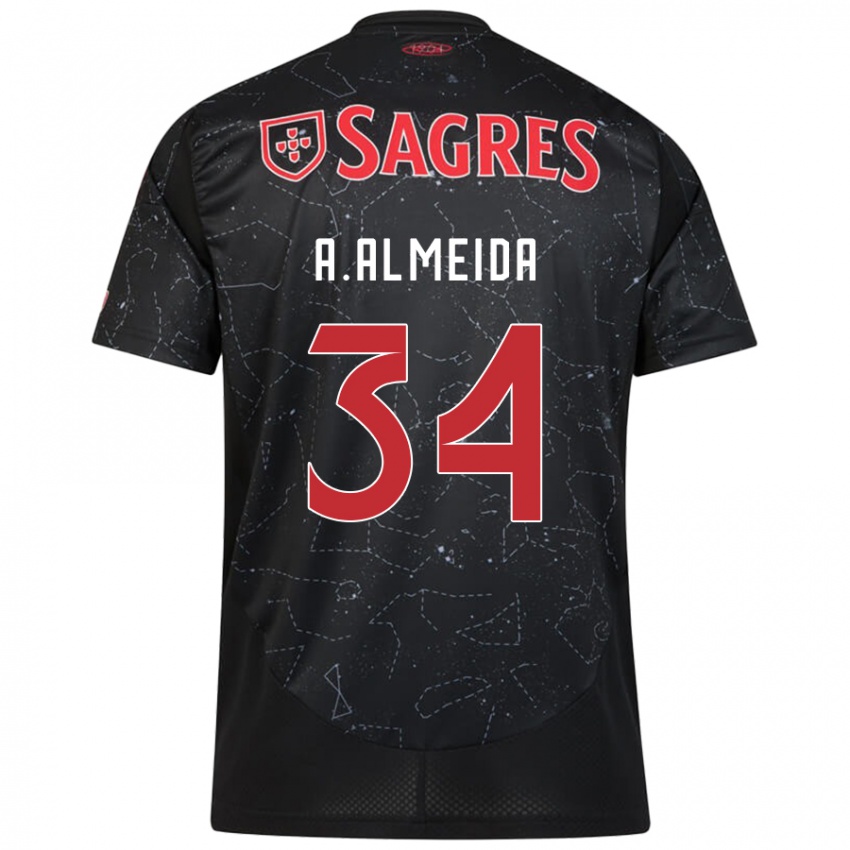 Niño Camiseta Andre Almeida #34 Negro Rojo 2ª Equipación 2024/25 La Camisa Chile