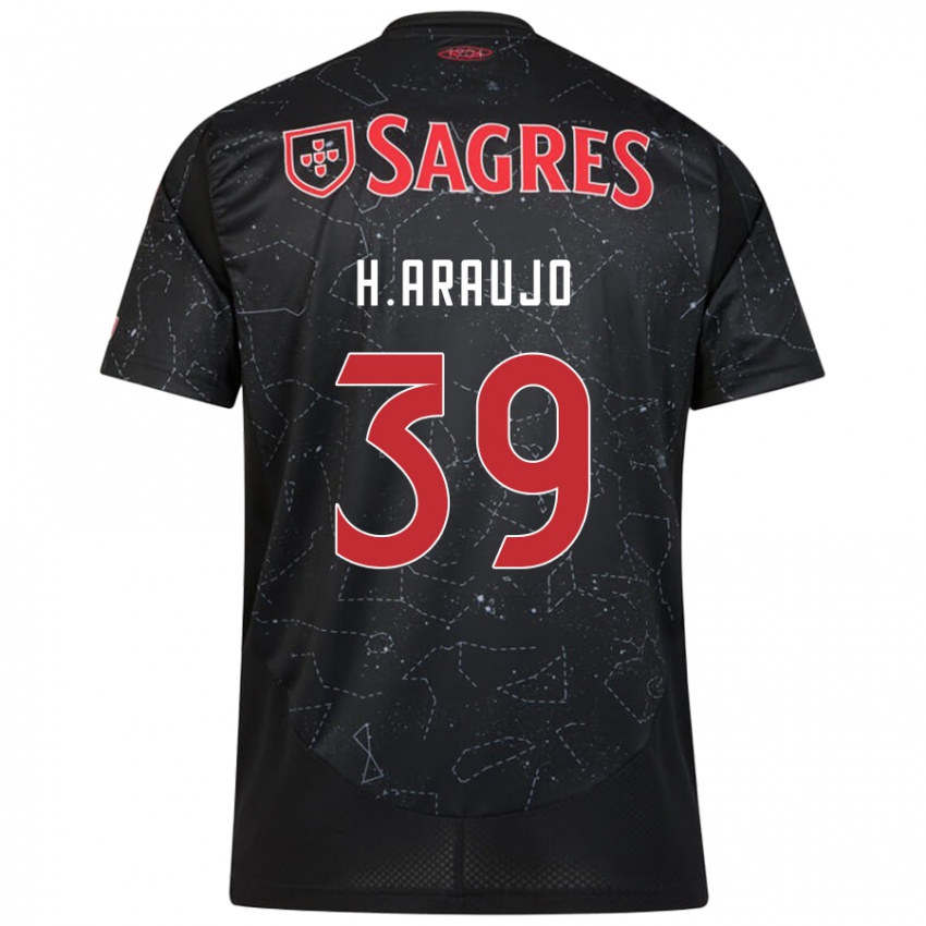 Niño Camiseta Henrique Araujo #39 Negro Rojo 2ª Equipación 2024/25 La Camisa Chile