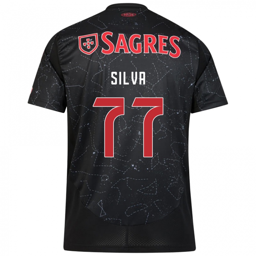 Niño Camiseta Jessica Silva #77 Negro Rojo 2ª Equipación 2024/25 La Camisa Chile