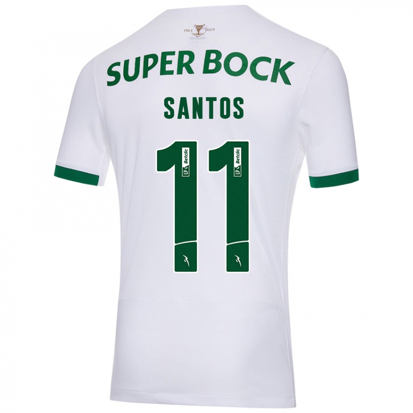 Niño Camiseta Nuno Santos #11 Blanco Verde 2ª Equipación 2024/25 La Camisa Chile