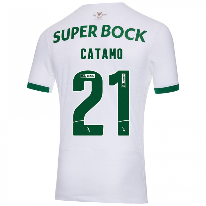 Niño Camiseta Geny Catamo #21 Blanco Verde 2ª Equipación 2024/25 La Camisa Chile